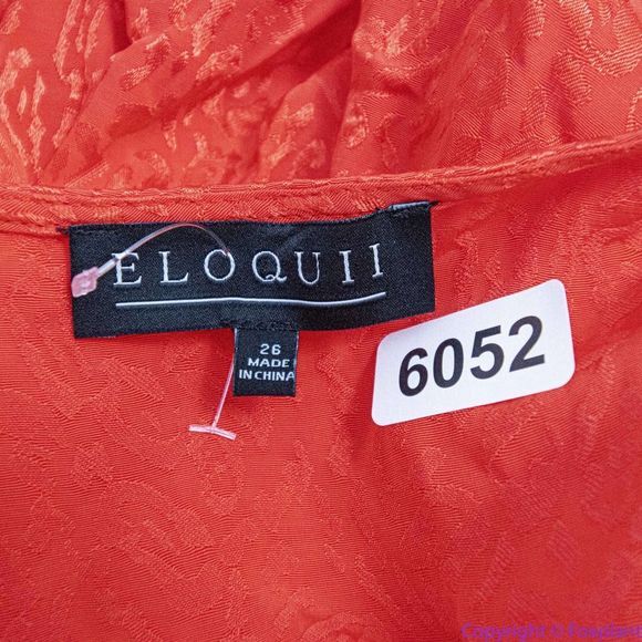 NEW Eloquii Red Leopard‎ Burnout Pattern Wrap Dress with Puff Shoulders, 26 - Picture 11 of 16